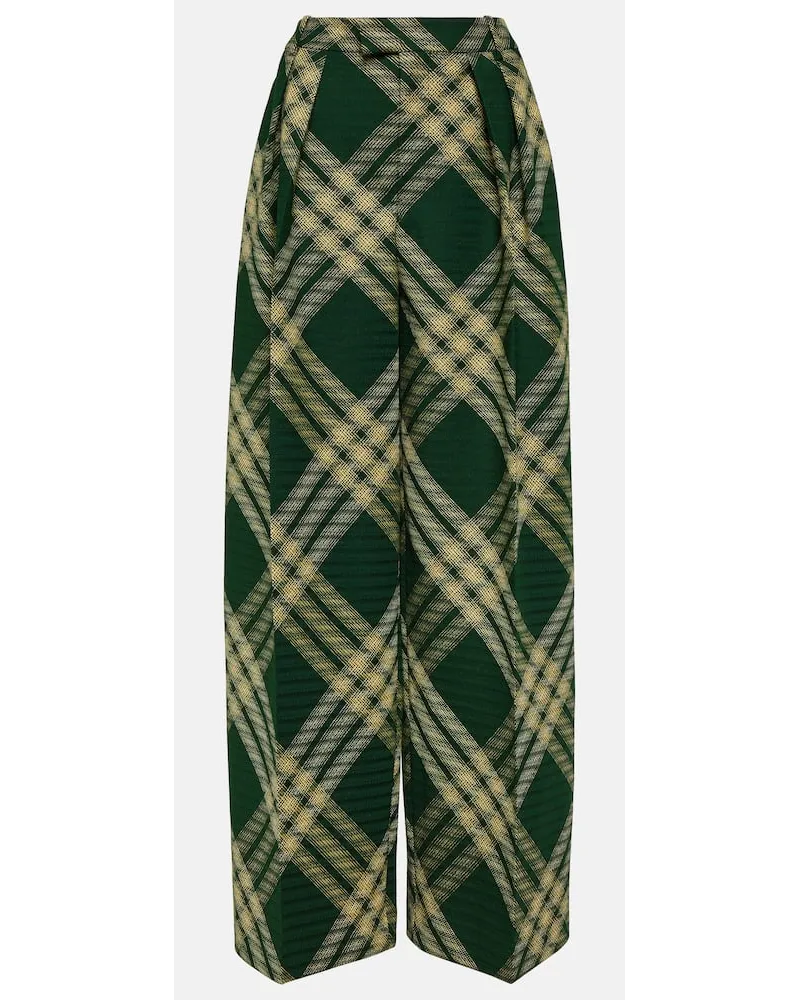 Burberry Pantaloni a gamba larga in twill di lana Multicolore