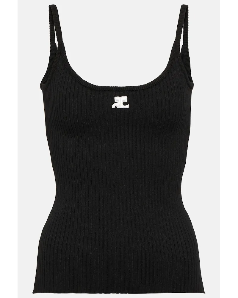 Courrèges CourrÃ¨ges Top in maglia a coste con logo Nero