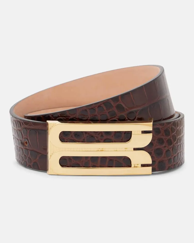 Victoria Beckham Cintura Jumbo Frame in pelle stampata Marrone