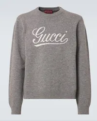 Gucci Pullover in lana con logo Grigio