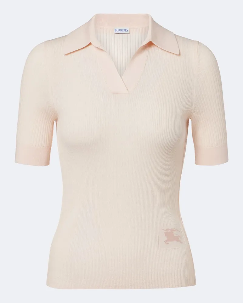 Burberry Polo EKD in cashmere a coste Rosa