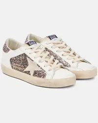 Golden Goose Sneakers Super-Star in pelle con glitter Bianco