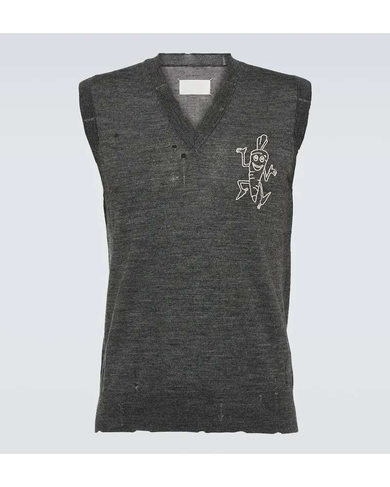 Maison Margiela Gilet in lana con stampa Grigio