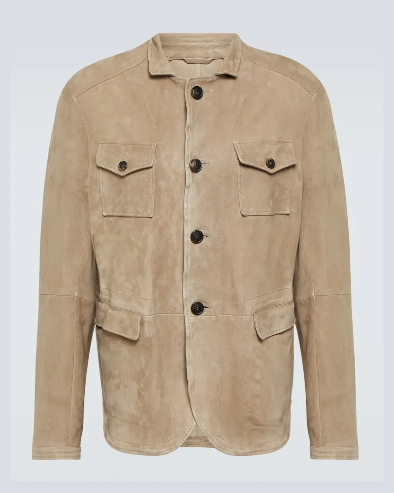 Giorgio Armani Camicia in suede Beige