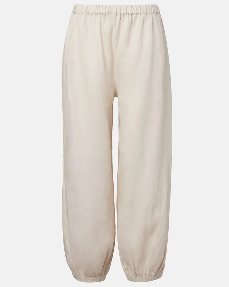 Velvet Pantaloni balloon Camber in lino Bianco