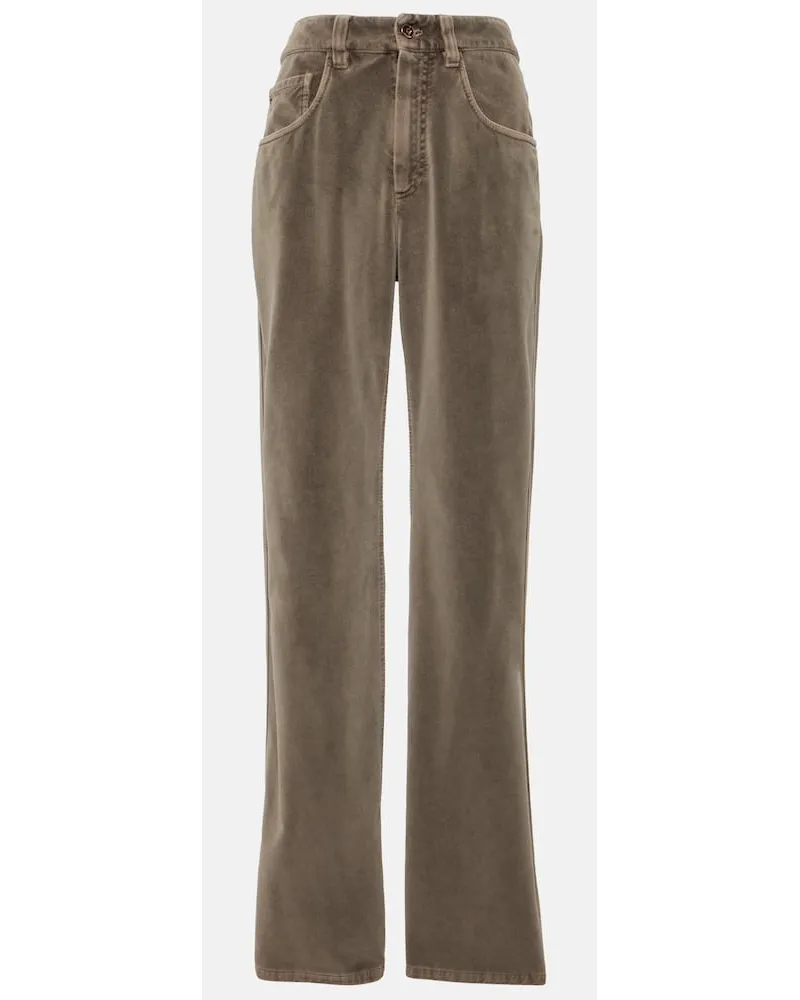 Brunello Cucinelli Pantaloni in velluto di cotone Verde