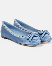 Valentino Garavani Ballerine Rockstud in raso Blu