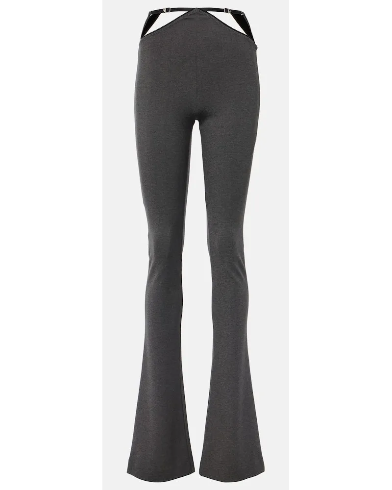 ATTICO Pantaloni flared in jersey con cut-out Nero