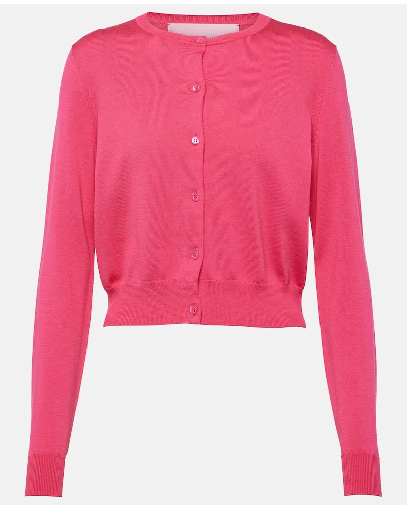 Carolina Herrera New York Cardigan cropped in cotone e seta Rosa
