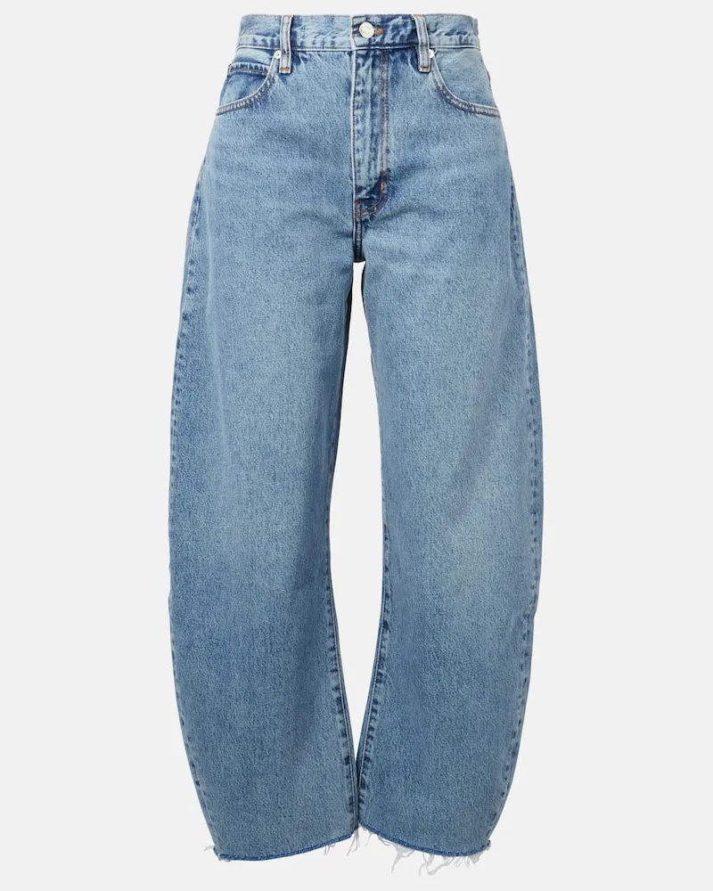 Frame Denim Jeans barrel Bubble Crop a vita alta Blu