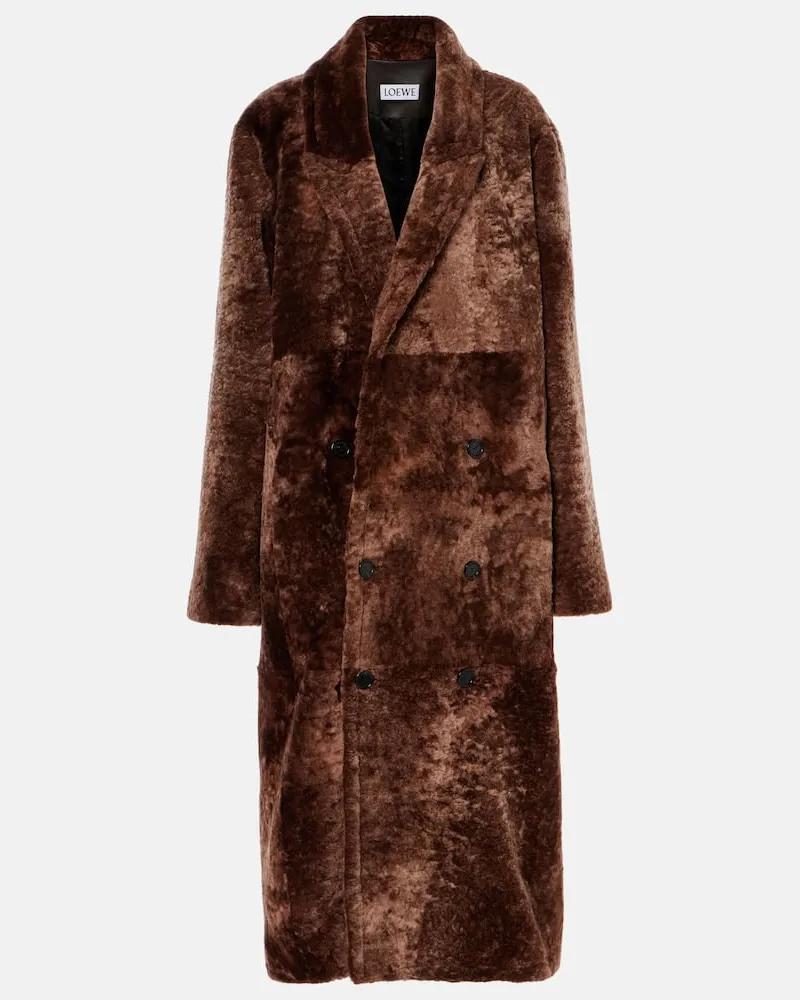 Loewe Cappotto doppiopetto in shearling Marrone