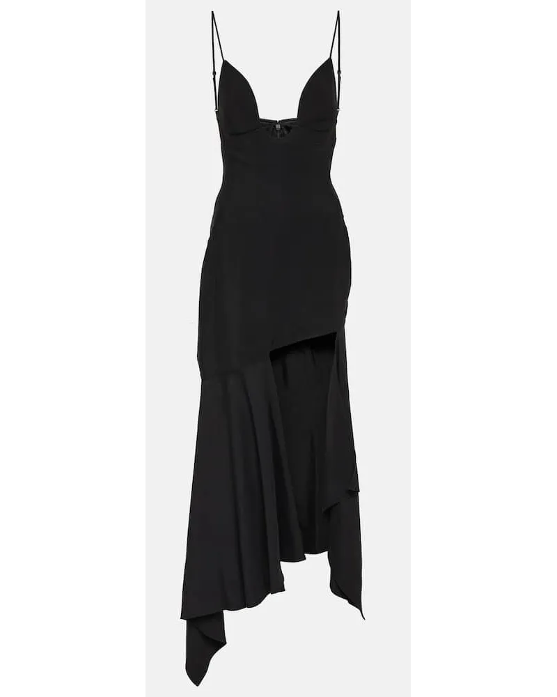 Thierry Mugler Abito midi asimmetrico Nero