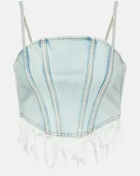 Alessandra Rich Bustier in denim distressed Blu