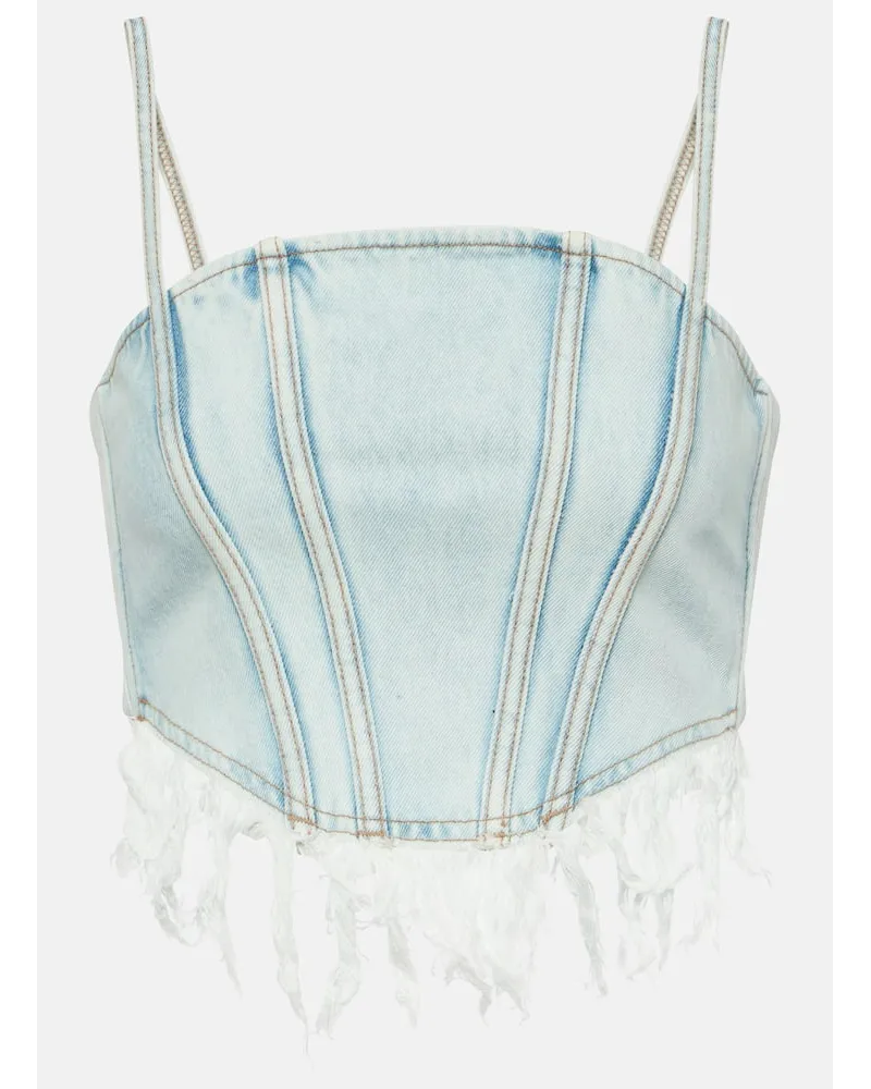Alessandra Rich Bustier in denim distressed Blu