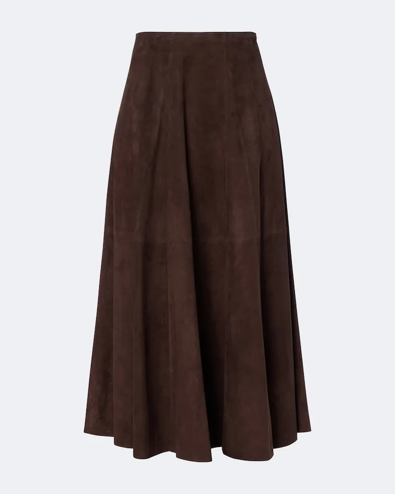 Arma Gonna midi Eleni in suede Marrone