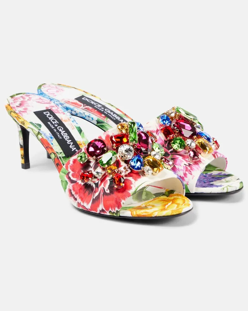 Dolce & Gabbana Mules Kiera in broccato con cristalli Multicolore