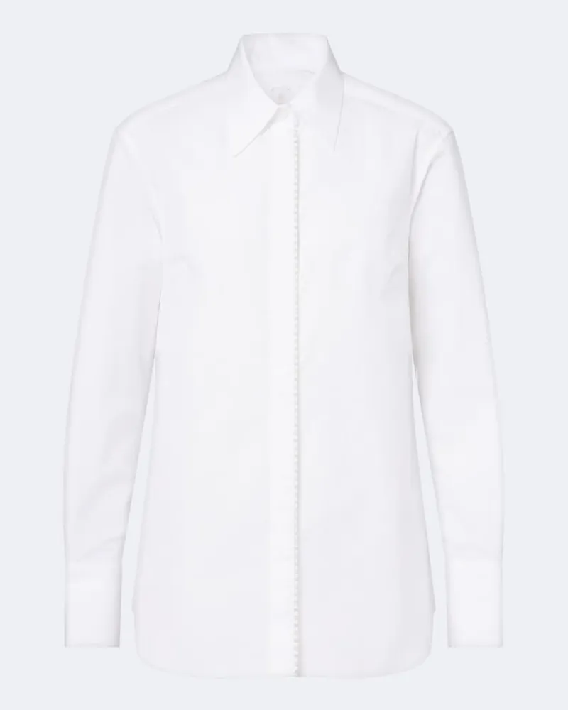 Eleventy Camicia in popeline di cotone e seta Bianco