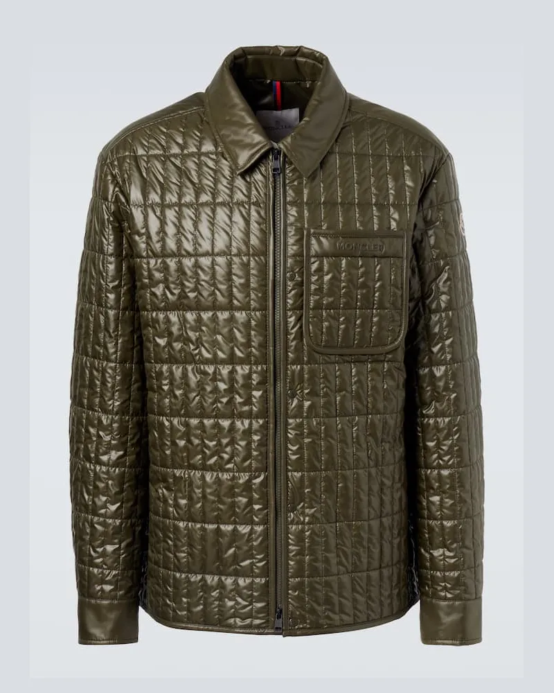 Moncler Giacca imbottita a camicia Madiere trapuntata Verde