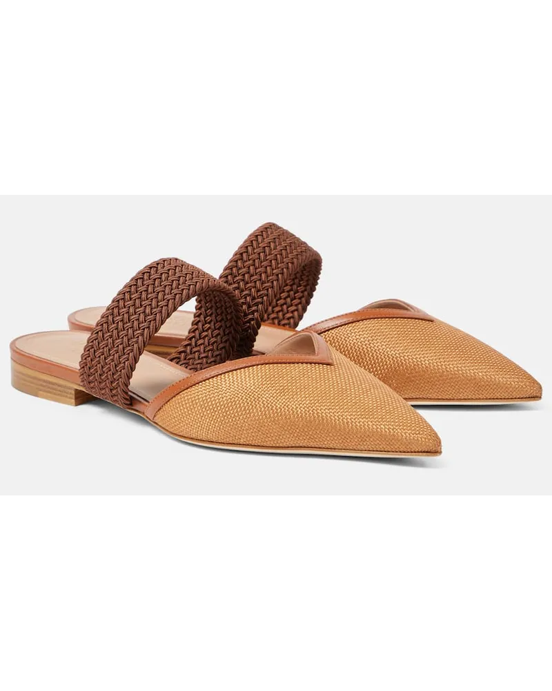 Malone Souliers Mules Manu in rafia intrecciata Beige