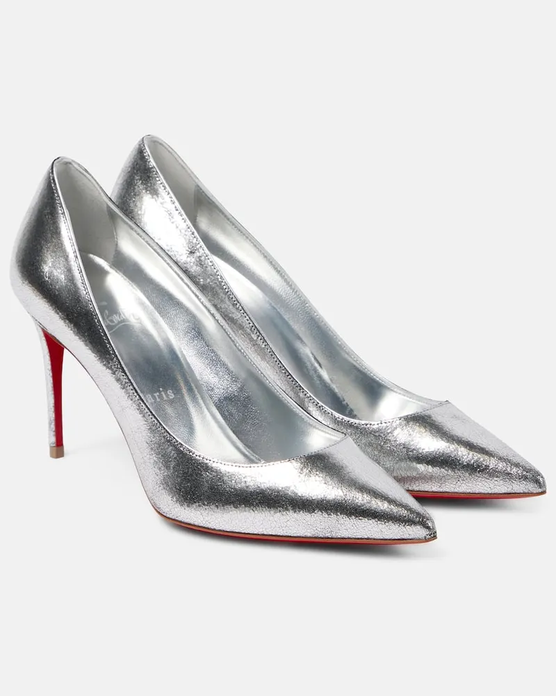 Christian Louboutin Pumps Kate 85 in pelle metallizzata Argento