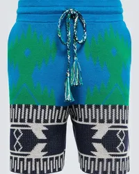 Alanui Shorts Cotton Piquet Icon in jacquard Blu