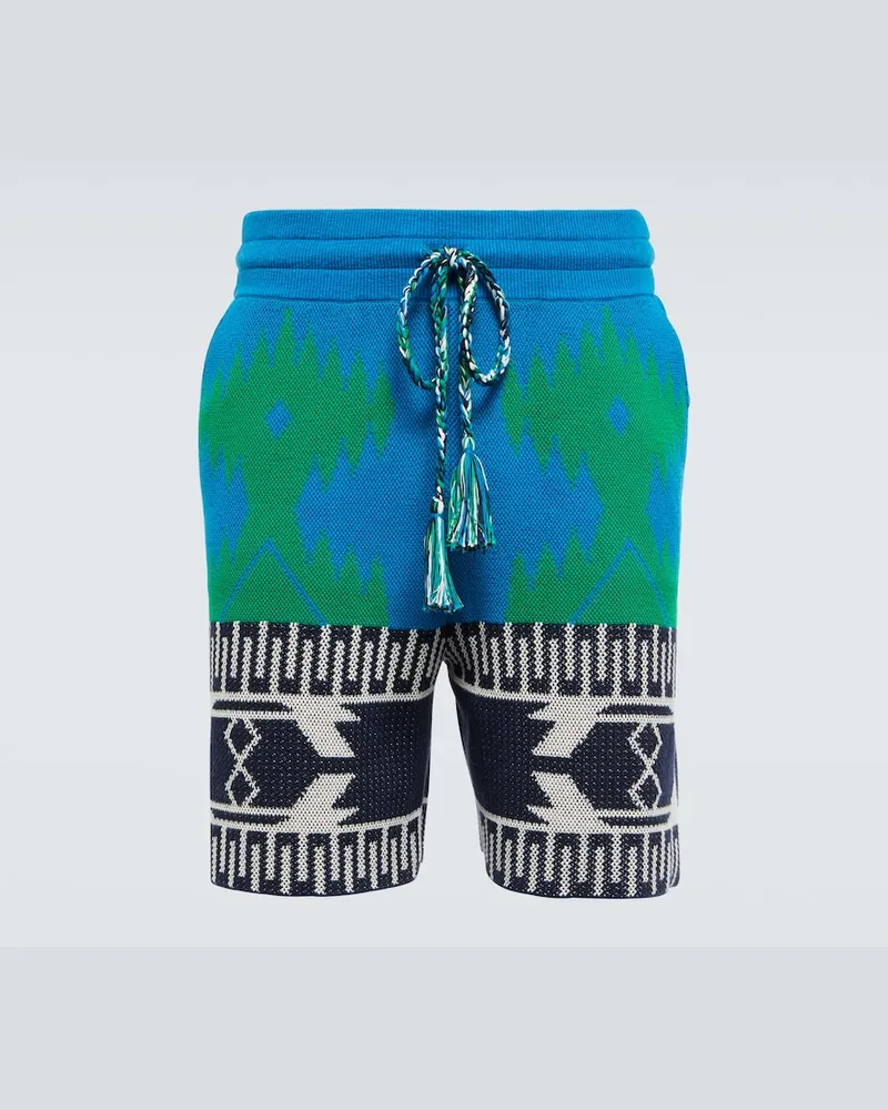 Alanui Shorts Cotton Piquet Icon in jacquard Blu