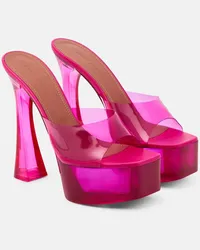 Amina Muaddi Mules Dalida Glass in PVC con plateau Rosa