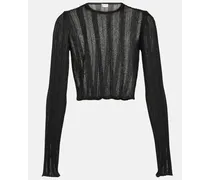 Saint Laurent Top cropped in maglia a righe Nero