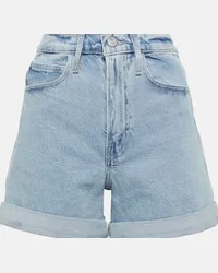 Frame Denim Shorts di jeans a vita alta con risvolto Blu