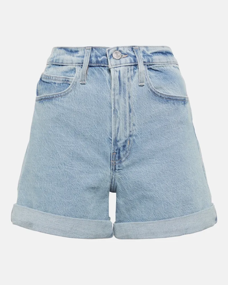 Frame Denim Shorts di jeans a vita alta con risvolto Blu