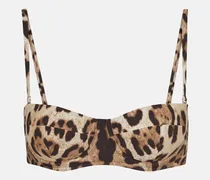 Top bikini con stampa leopardata