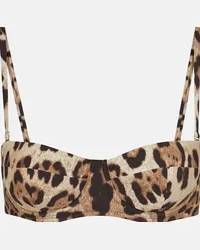 Dolce & Gabbana Top bikini con stampa leopardata Beige