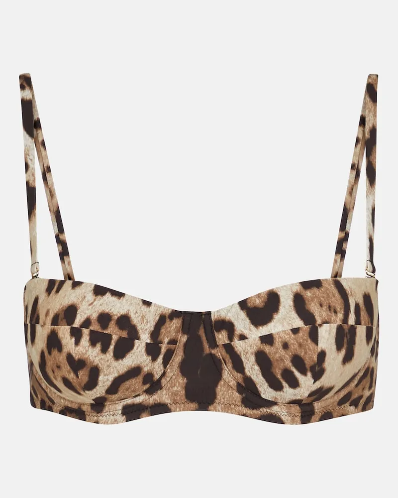 Dolce & Gabbana Top bikini con stampa leopardata Beige