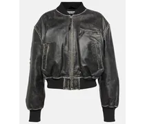 Bomber cropped in pelle