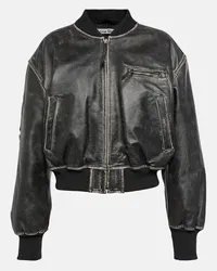 Acne Studios Bomber cropped in pelle Grigio