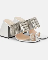 NODALETO Sandali in pelle metallizzata con cristalli Argento