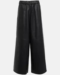 FRANKIE Shop Pantaloni Sidney a gamba larga in pelle Nero