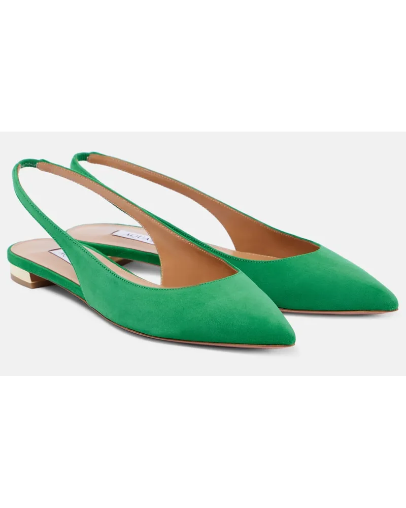 Aquazzura Ballerine slingback Purist in suede Verde