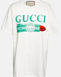 Gucci T-shirt in jersey di cotone con logo Bianco