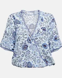 Poupette St Barth Top Becca in crêpe con stampa Blu