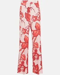 Etro Pantaloni a vita alta con stampa Rosa