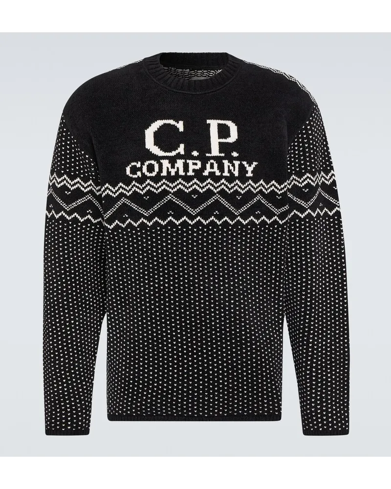 C.P. Company Pullover in ciniglia di cotone jacquard Nero
