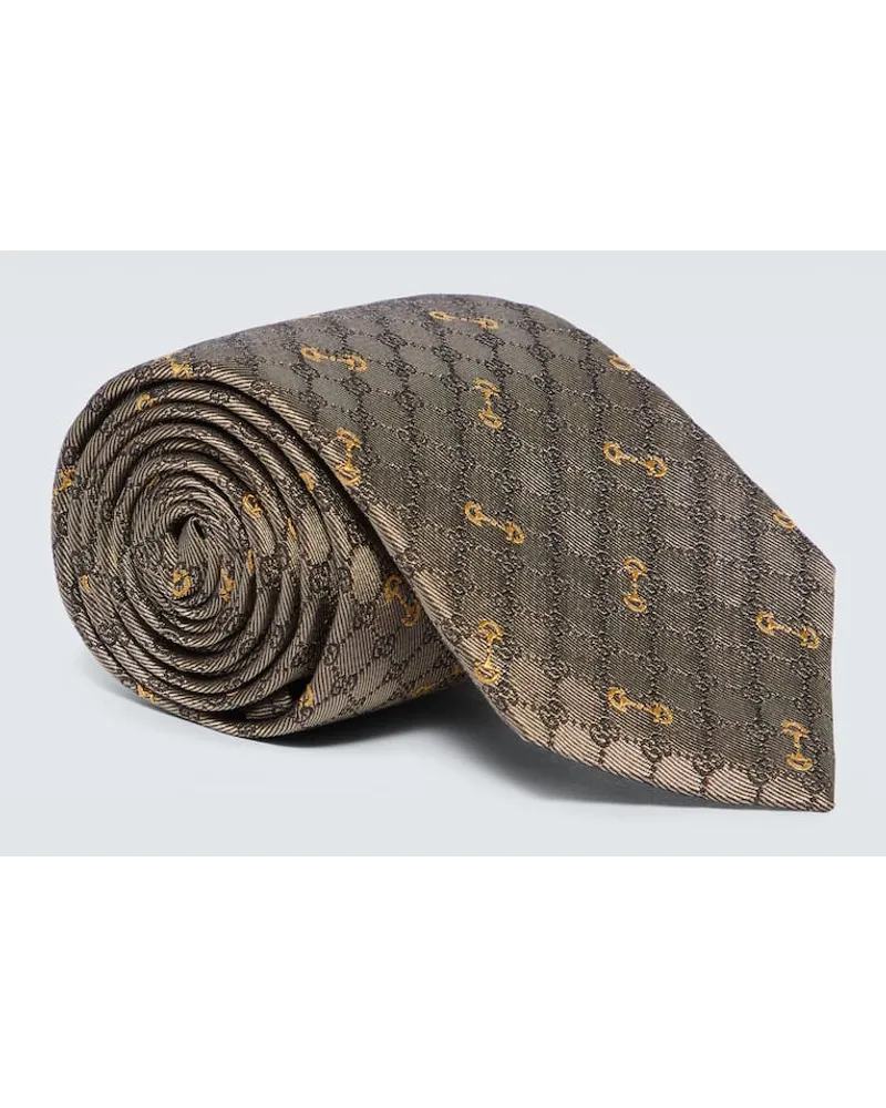 Gucci Cravatta GG in seta jacquard Neutro