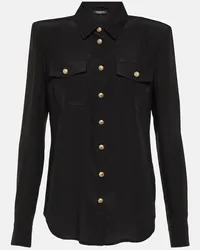 Balmain Camicia in seta crêpe de chine Nero