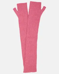 Barrie Guanti Cross Ribs in cashmere Rosa