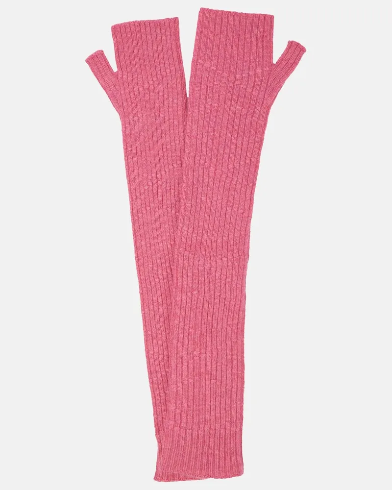 Barrie Guanti Cross Ribs in cashmere Rosa