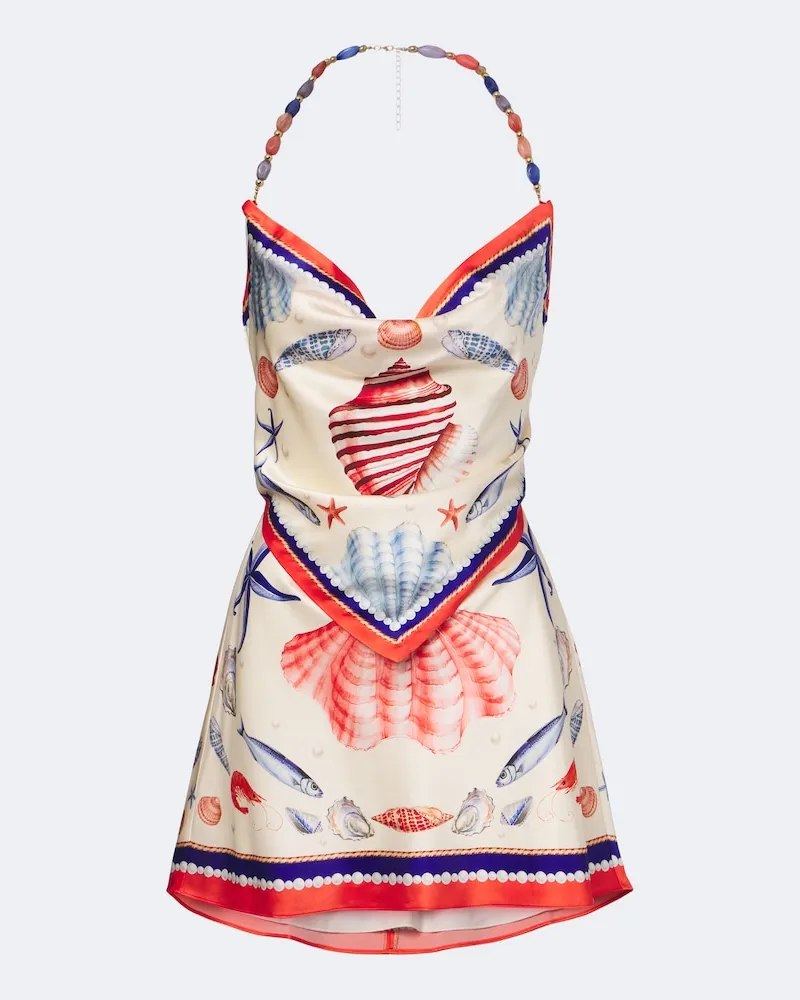 Retrofête Retrofête Abito corto Creta in satin misto seta Multicolore