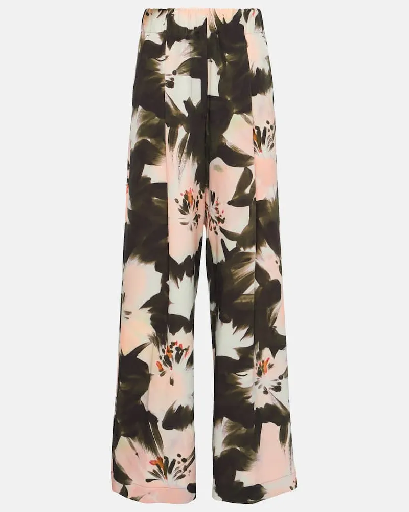 Dries van Noten Pantaloni Pila a gamba larga e vita alta Multicolore