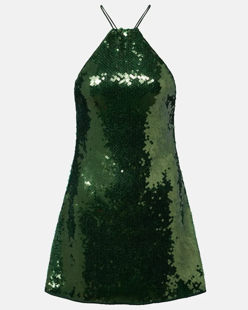Oséree OsÃ©ree Abito corto Marylin con paillettes e scollo allâamericana Verde