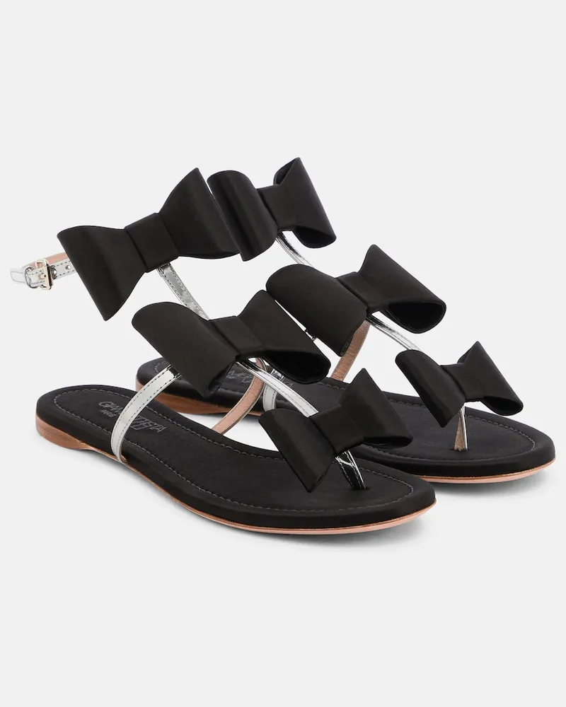 Giambattista Valli Sandali Pop Bow in raso e pelle Nero